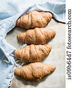 Overhead view of croissants