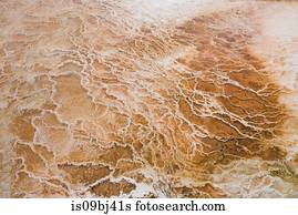 Overhead view of yellow mineral deposit, Yellowstone National Park, Wyoming, USA