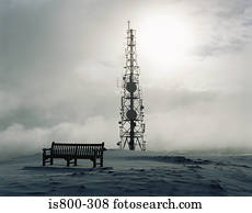 banco, por, comunicações, mastro