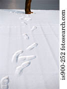 pegadas, em, neve