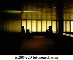 silhouetted, hombre en oficina