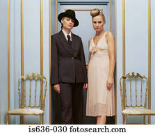 Women in masculine and feminine clothing