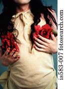 rosas, ligado, um, vestido