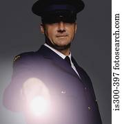 guarda de segurança, brilhar, um, tocha