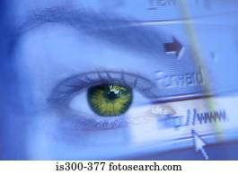 olho, ligado, internet