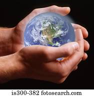 pessoa, segurando, terra planeta