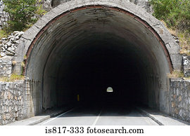 Road going into a tunnel