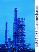 Oil refinery at dusk