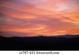 céu, em, pôr do sol