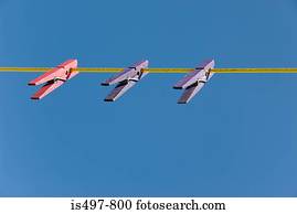 Pegs on a clothesline