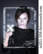 femme, à, écran tactile