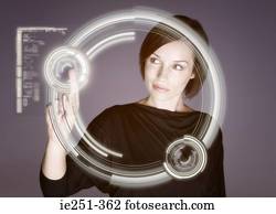 Woman touching screen