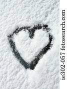 coração, em, neve