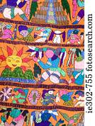 Fabric with mayan illustration on it