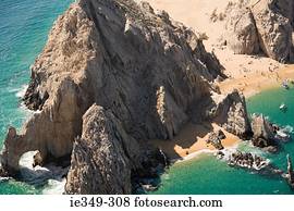 Aerial view of beach and rocks