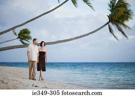 par, ligado, idyllic, praia