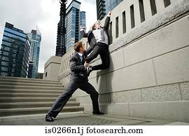 Businessman trying to escape