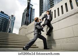 Businessman trying to escape