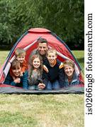Family in a tent