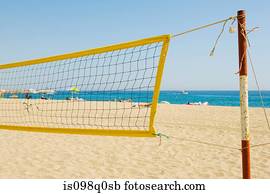 rede voleibol, ligado, praia
