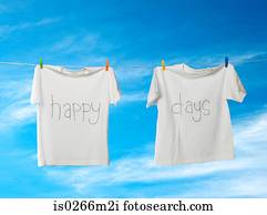 Tshirts hanging on a clothesline