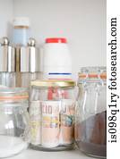 British banknotes in a jar