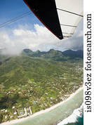 vista aérea, de, paraglider, de, cozinhe ilhas, litoral