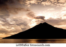Volcano in morning sun