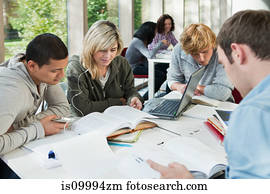 University students working together