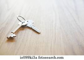 House keys on a table