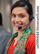 Portrait of a female call center agent