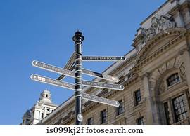 Signpost in Westminster, London, UK