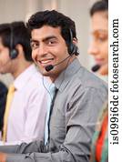 verticaal, van, een, calldesk, agent