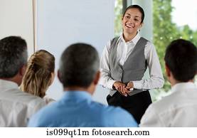 businesspeople, em, apresentação