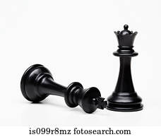 xadrez, rainha, e, rei, pedaço, rei, caído