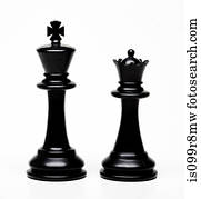 xadrez, rei, e, rainha, pedaços