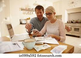 Couple counting money