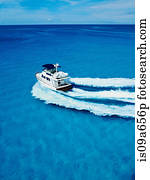 bote, velejando, em, água tropical