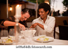 Couple having dinner in restaurant