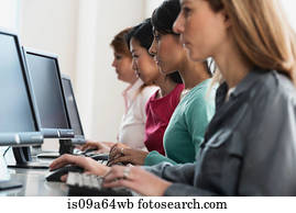 mulheres negócios, trabalhar, computadores