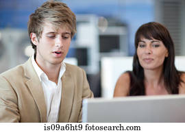 Business people working on laptop