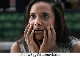 sorprendido, mujer de negocios, en, bolsa