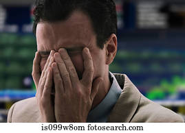 الرجل أعمال, بكاء, إلى, البورصة