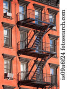 Fire escape red brick building