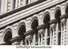 Detail of arched window in building