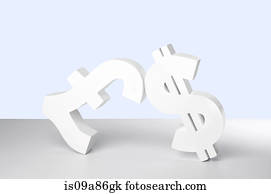 Dollar and Pound signs on white background