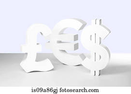 Dollar, Euro and Pound signs on white background