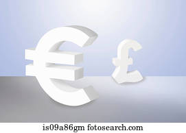 Euro and Pound signs on blue background
