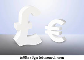 Euro and Pound signs on blue background