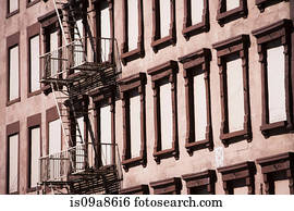 Fire escape on brown building